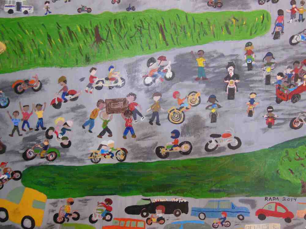 <b>El Cortejo</b><br>Técnica: Tecnica mixa, acrilico sobre contraenchapado, caucho<br>Año: 2013