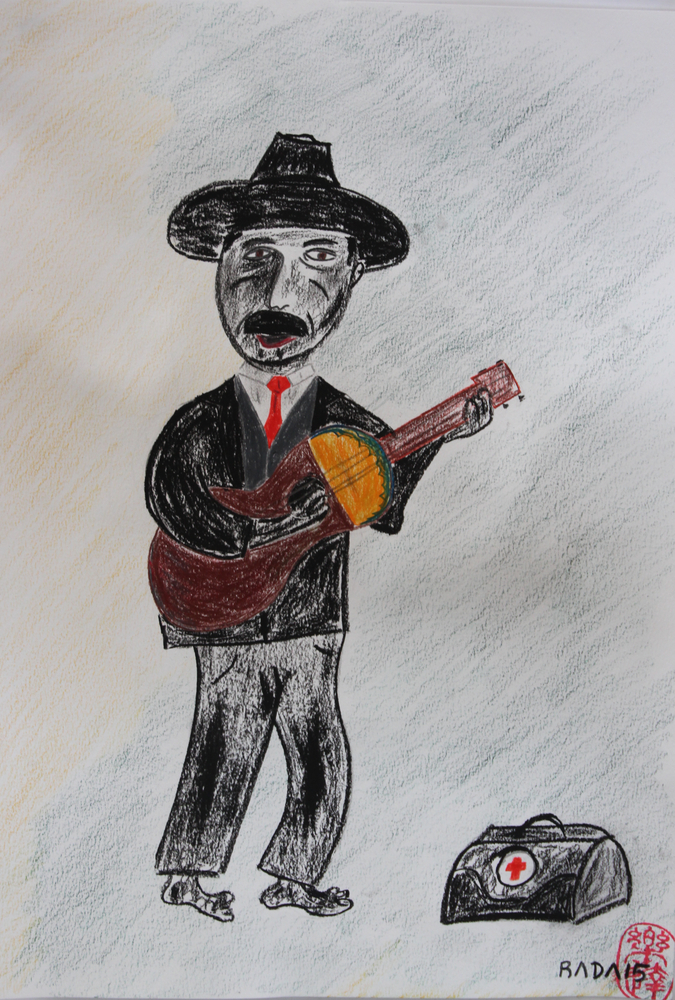 <b>JGH toca 4</b><br>Técnica: Creyones, carboncillo en papel<br>Año: 2015