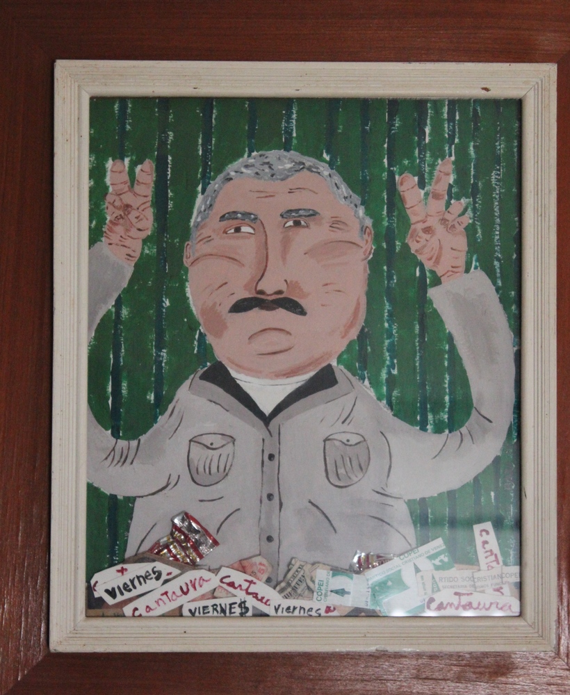 <b>El Arreglador</b><br>Técnica: Técnica mixta, acrilico sobre papel, en marco<br>Dimensiones: papel 46x39cm, marco 60x53,5cm