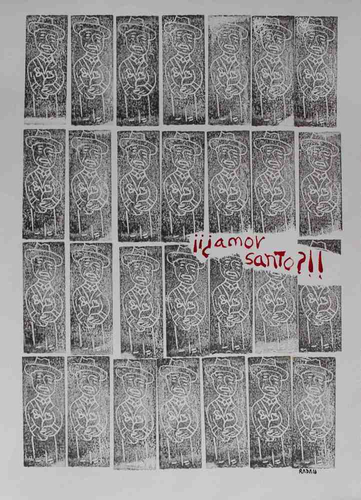 <b>Amor Santo</b><br>Técnica: Sellos, tinta sobre papel y acrilicos